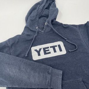 Yeti Gear Logo Pullover Hoodie Gray Navy Logo Men's Size Medium